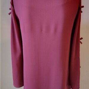 Adrienne Vittadini Long Sleeve Bow Dress in Mauve